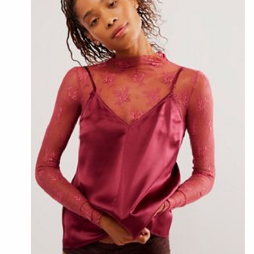 Free People Simple Silk Cami - Rhododendron